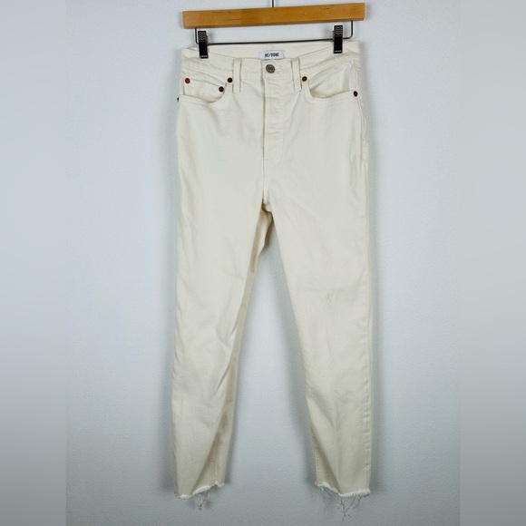 REDONE 90s High Rise Ankle Crop Jeans Vintage White 27 - Picture 2 of 13